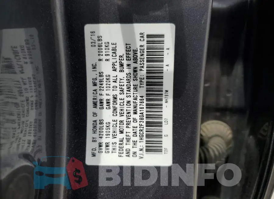 1HGCR2F38GA167664 Photo# 12