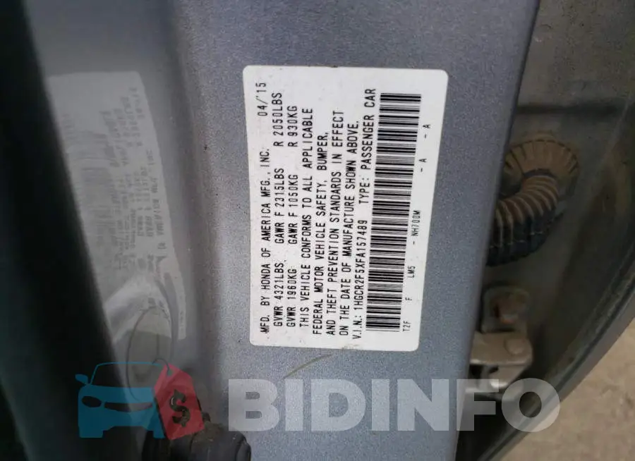 1HGCR2F5XFA157489 Photo# 12