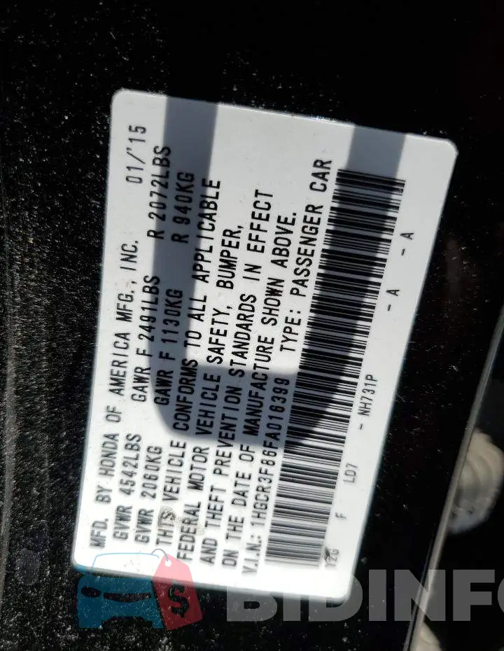 1HGCR3F86FA016399 Photo# 12