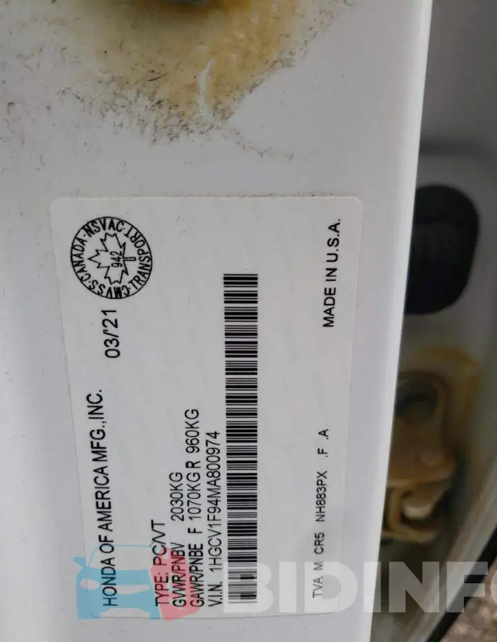 1HGCV1F94MA800974 Photo# 13