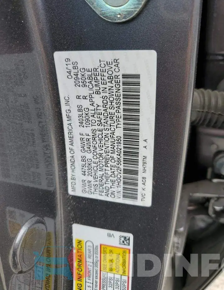 1HGCV2F56KA021950 Photo# 12