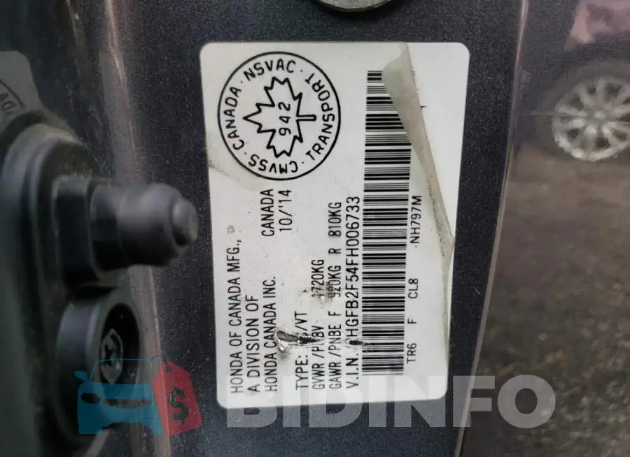 2HGFB2F54FH006733 Photo# 13