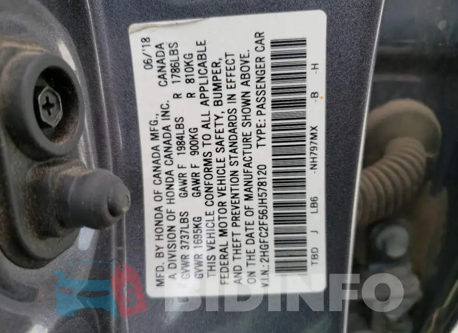2HGFC2F56JH578120 Photo# 12
