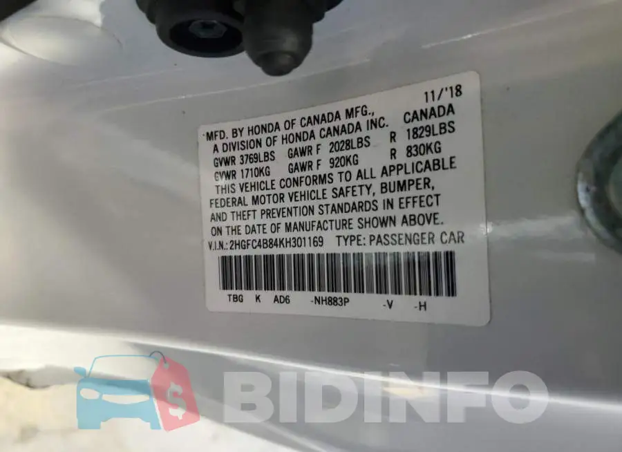 2HGFC4B84KH301169 Photo# 12