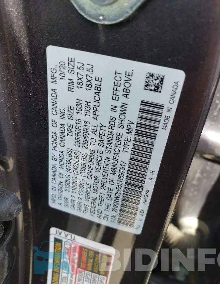 2HKRW2H55LH697917 Photo# 13