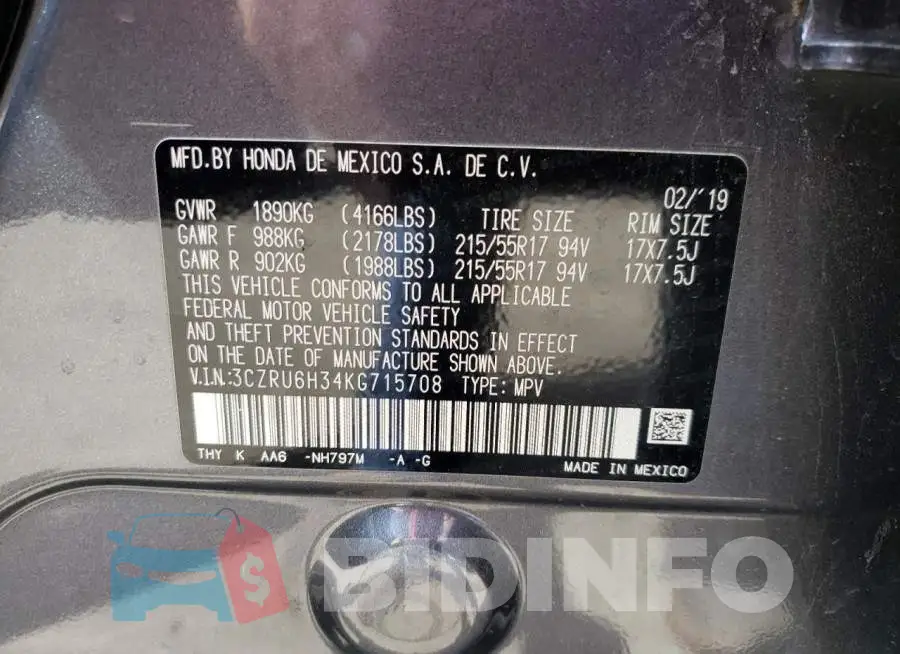 3CZRU6H34KG715708 Photo# 12