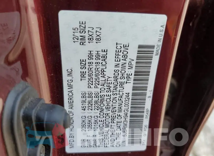 5J6RM3H94GL003244 Photo# 14
