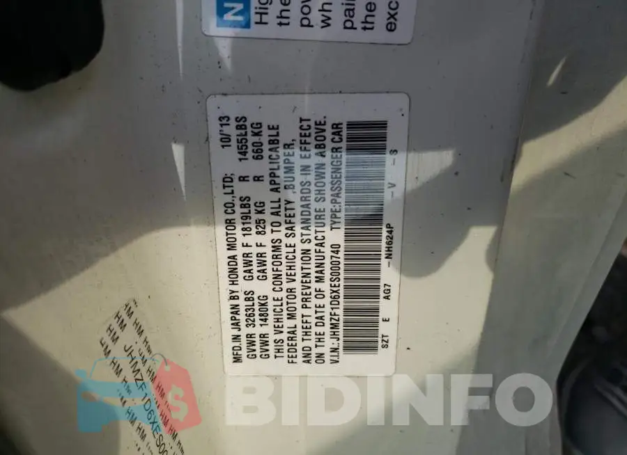 JHMZF1D6XES000740 Photo# 12