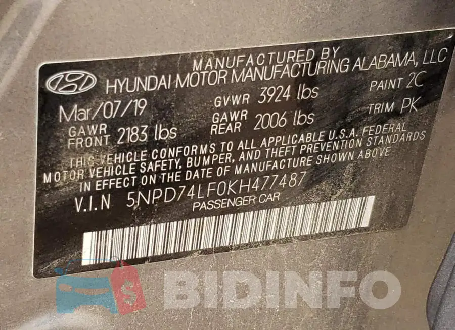 5NPD74LF0KH477487 Photo# 12