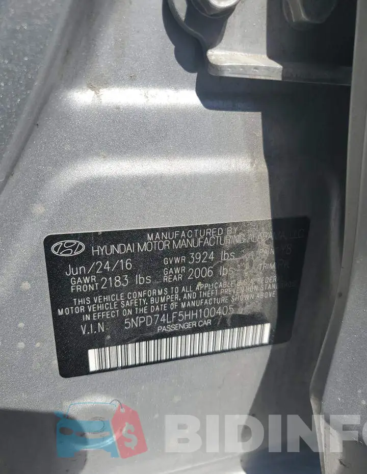 5NPD74LF5HH100405 Photo# 13