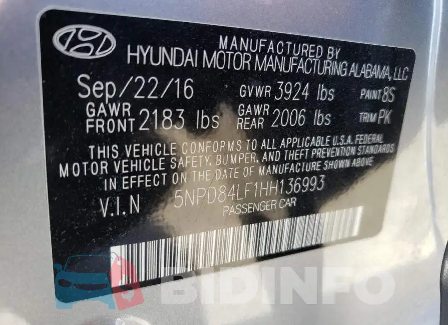 5NPD84LF1HH136993 Photo# 13