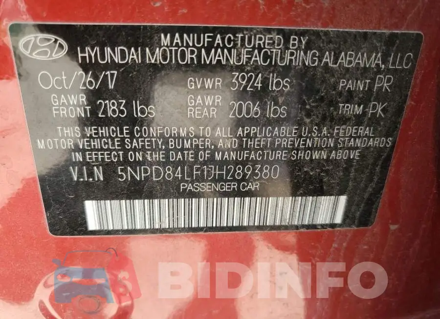 5NPD84LF1JH289380 Photo# 12