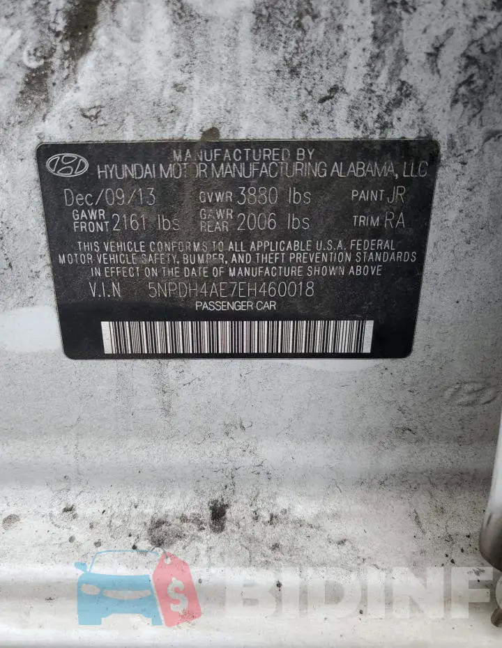 5NPDH4AE7EH460018 Photo# 12
