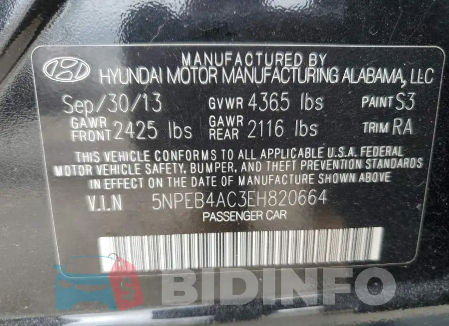 5NPEB4AC3EH820664 Photo# 12