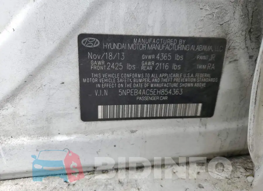 5NPEB4AC5EH854363 Photo# 12