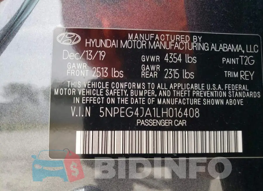 5NPEG4JA1LH016408 Photo# 12