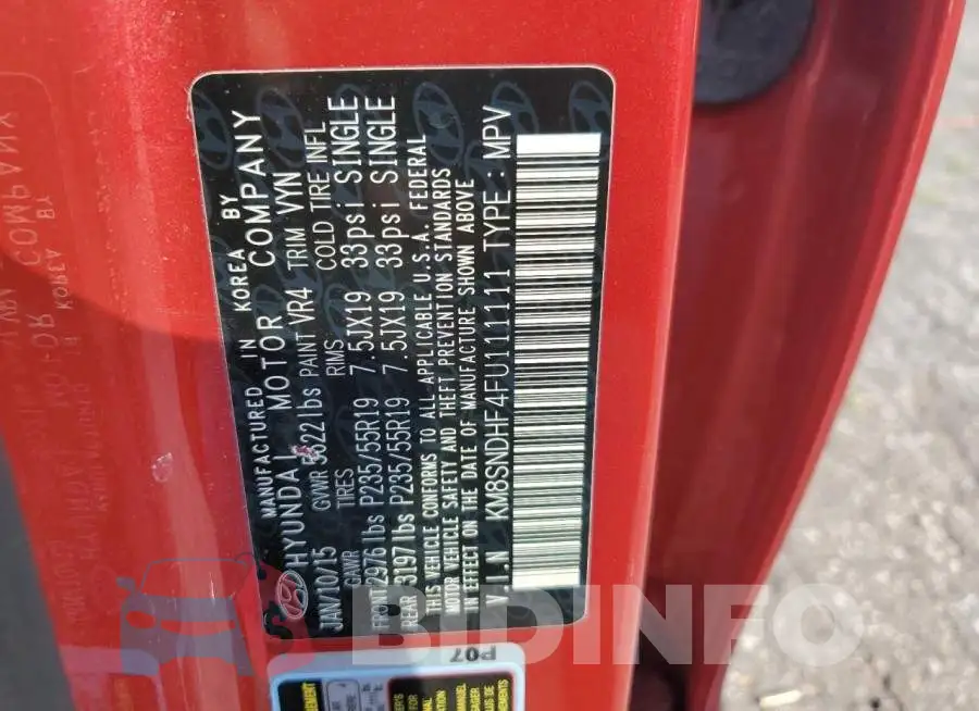 KM8SNDHF4FU111111 Photo# 13