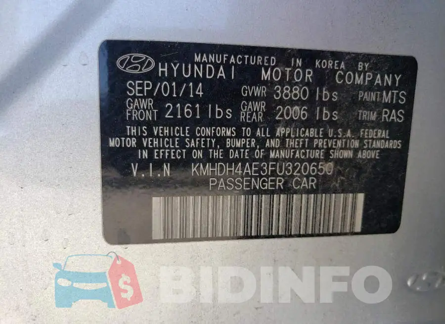 KMHDH4AE3FU320650 Photo# 12