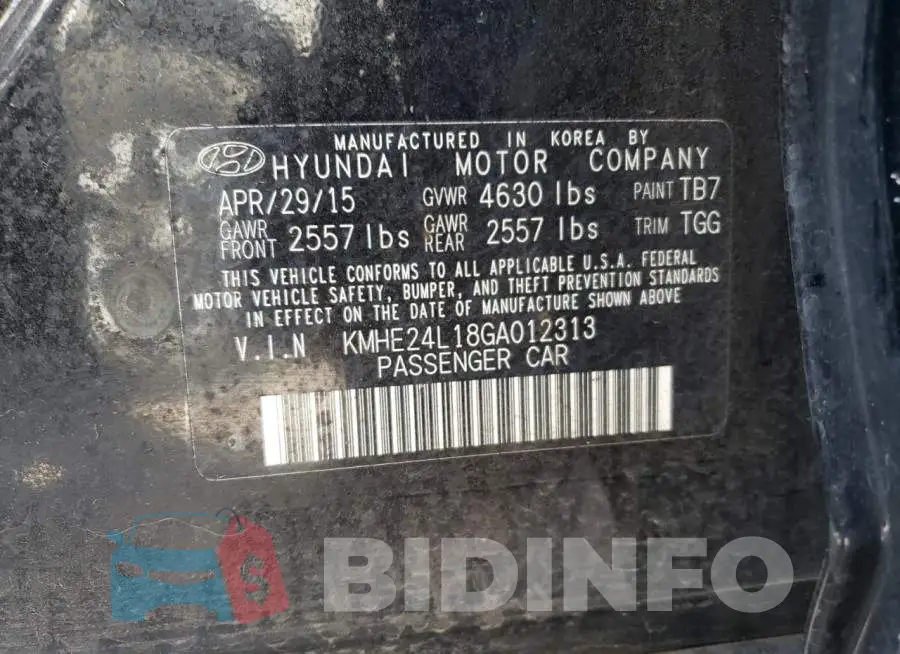 KMHE24L18GA012313 Photo# 12