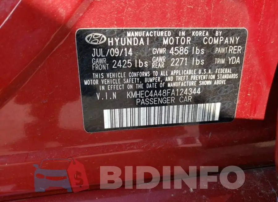 KMHEC4A48FA124344 Photo# 12