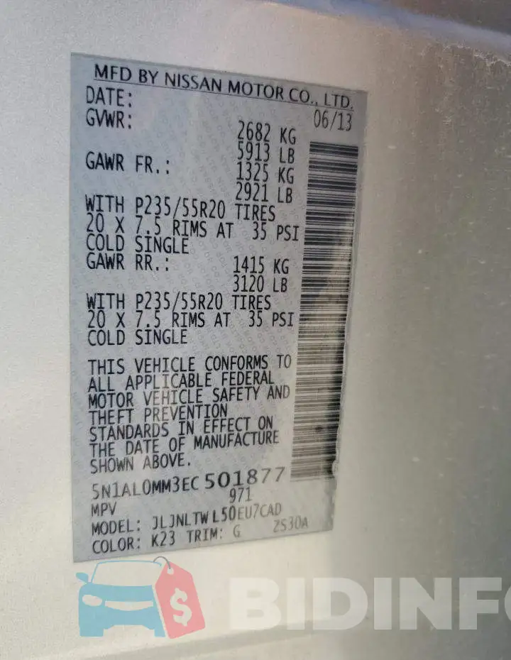 5N1AL0MM3EC501877 Photo# 14