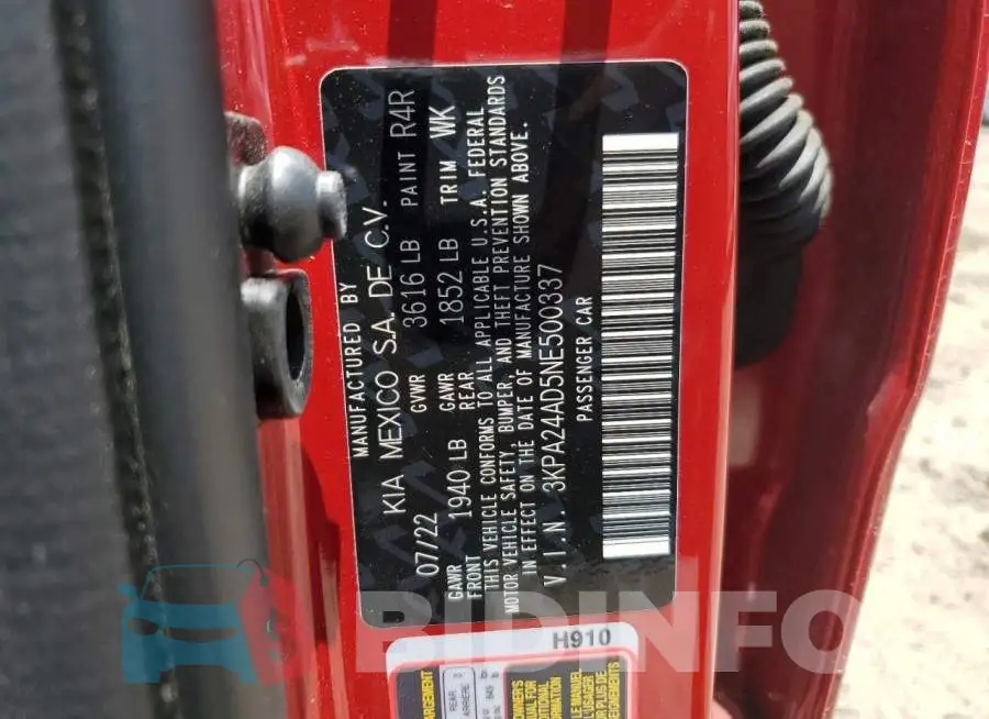 3KPA24AD5NE500337 Photo# 12