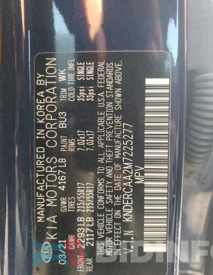 KNDERCAA2M7225277 Photo# 13