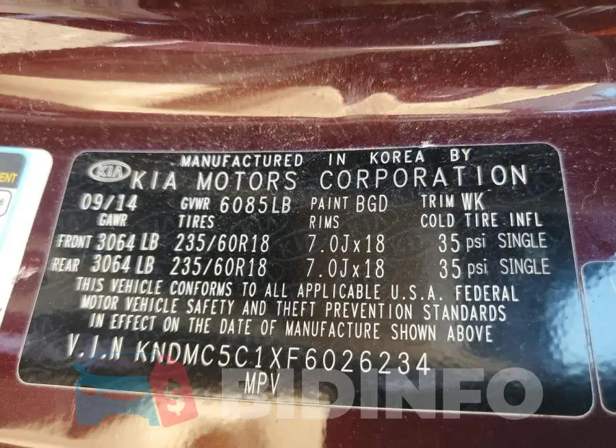 KNDMC5C1XF6026234 Photo# 13
