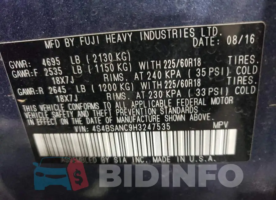 4S4BSANC9H3247535 Photo# 13