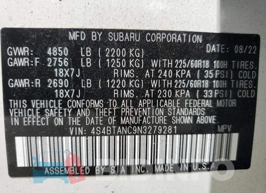 4S4BTANC9N3279281 Photo# 13
