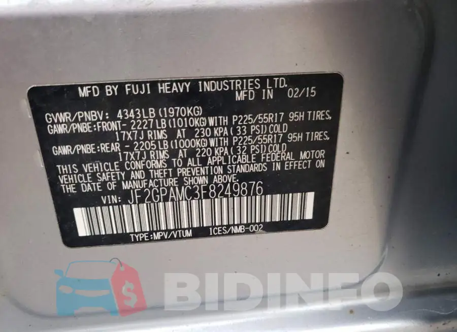 JF2GPAMC3F8249876 Photo# 13