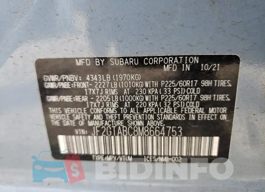 JF2GTABC8M8664753 Photo# 12