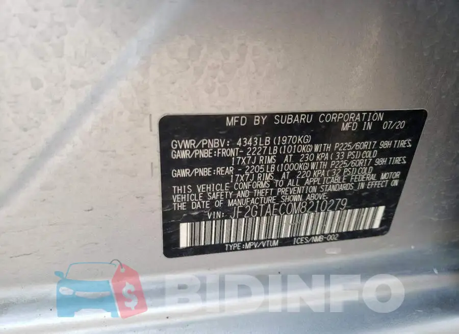 JF2GTAEC0M8210279 Photo# 14