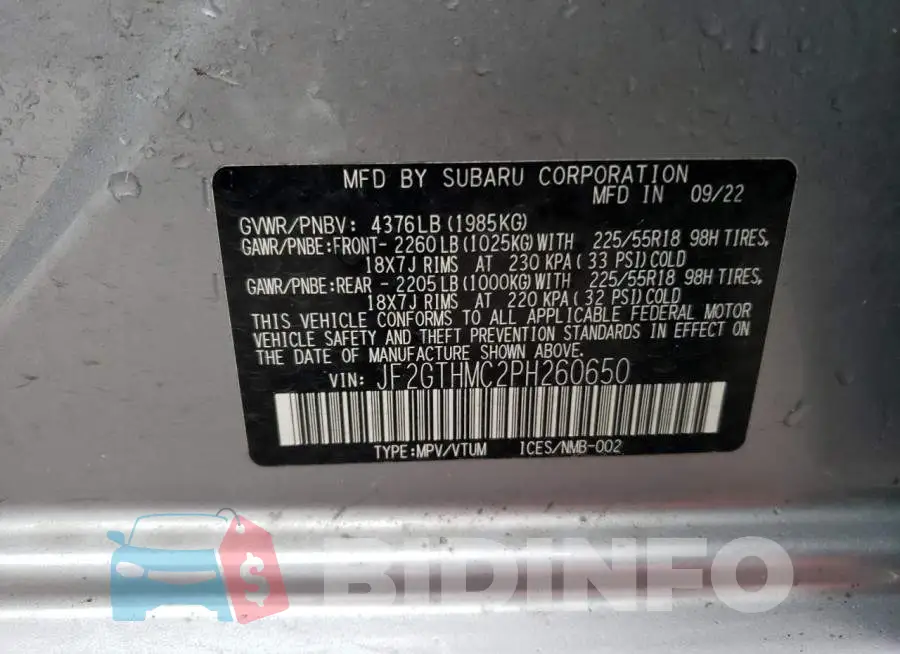 JF2GTHMC2PH260650 Photo# 13