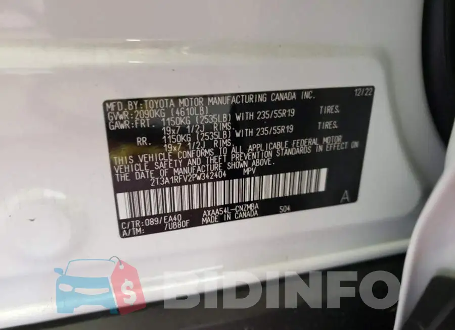 2T3A1RFV2PW342404 Photo# 14