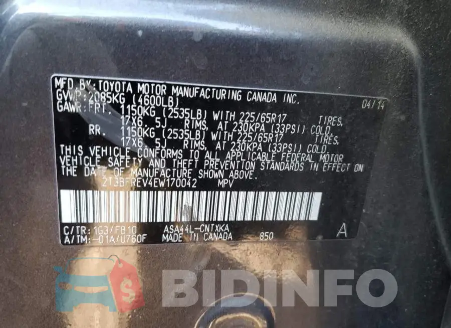 2T3BFREV4EW170042 Photo# 13