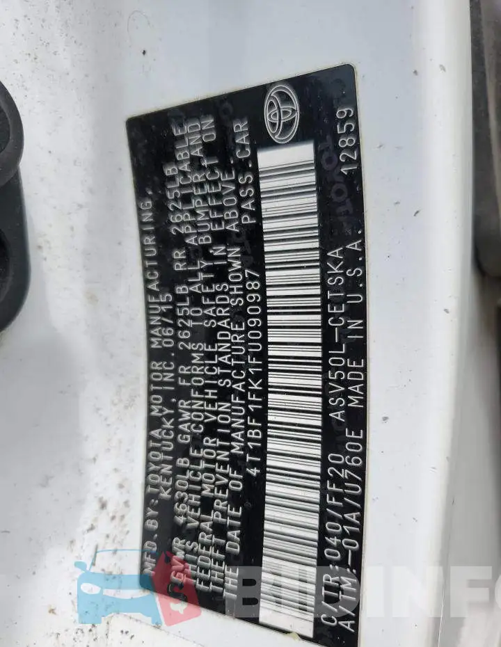 4T1BF1FK1FU090987 Photo# 12