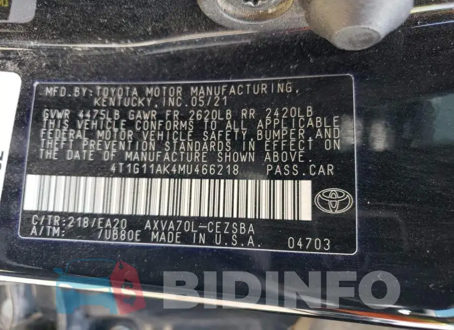 4T1G11AK4MU466218 Photo# 12