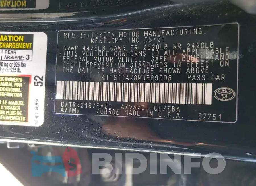 4T1G11AK8MU589908 Photo# 13