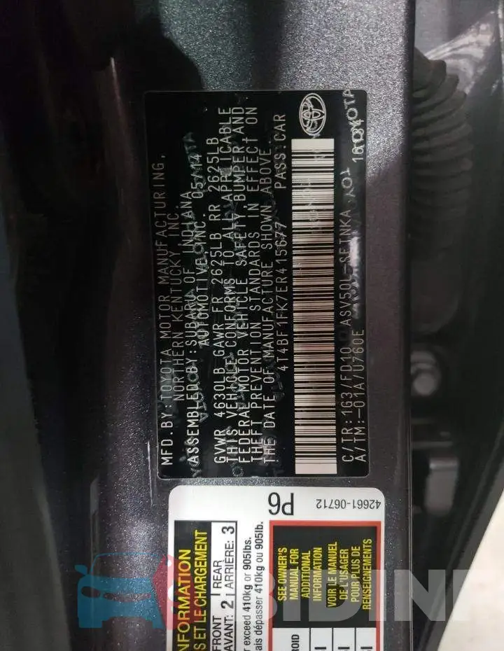 4T4BF1FK7ER415677 Photo# 13