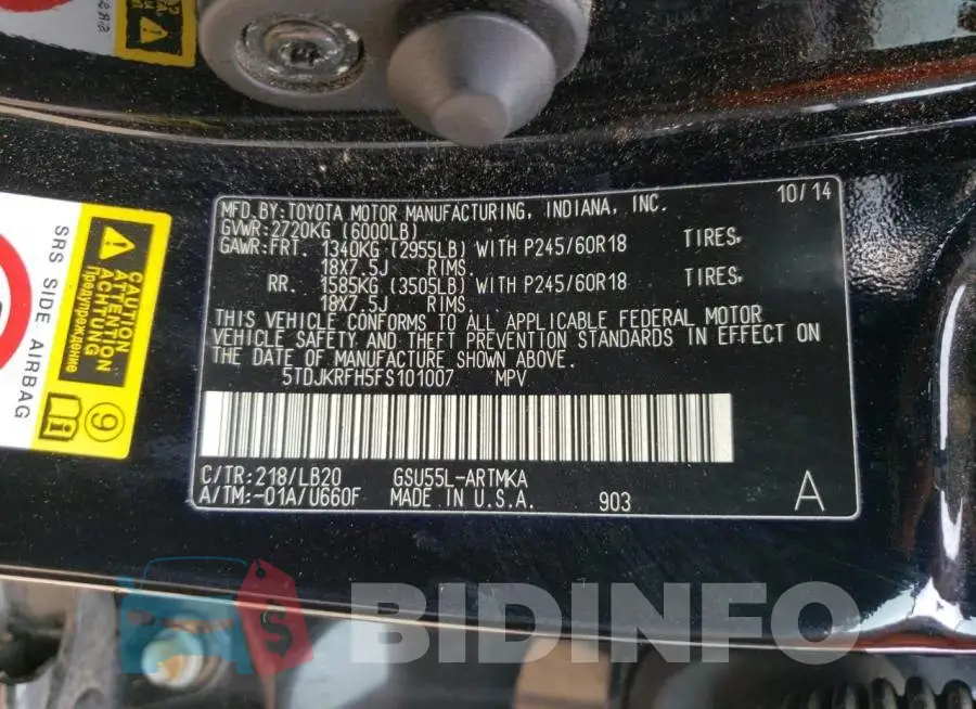 5TDJKRFH5FS101007 Photo# 13