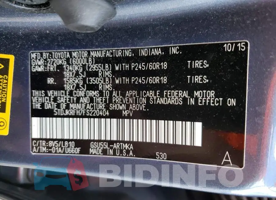 5TDJKRFH7FS220404 Photo# 14