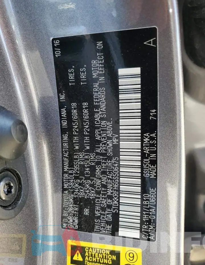 5TDKKRFH6GS506475 Photo# 13