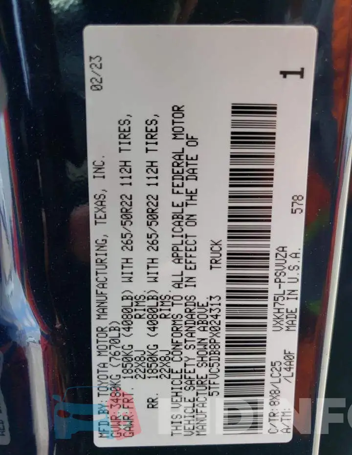 5TFVC5DB8PX024313 Photo# 12