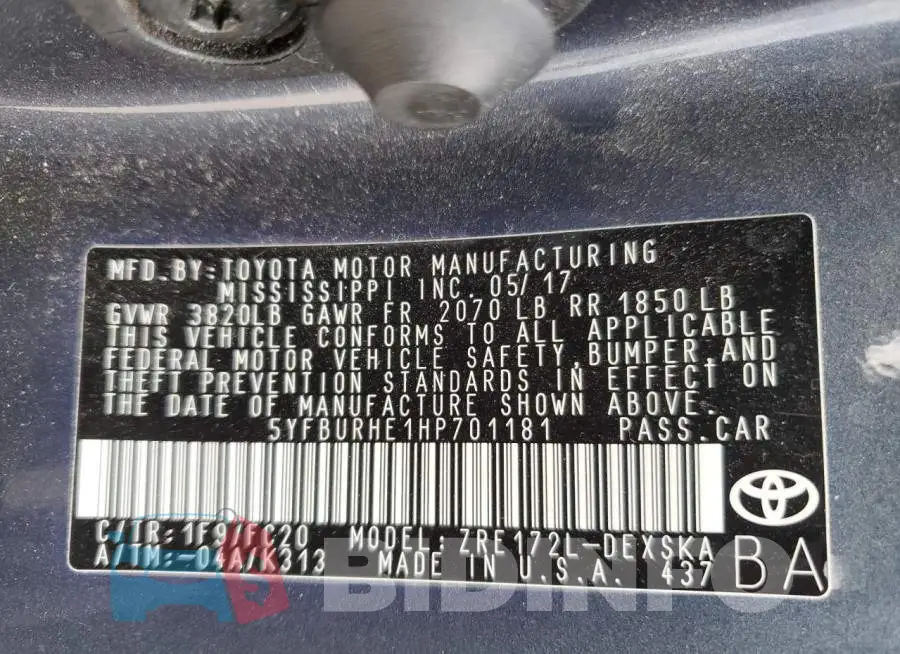 5YFBURHE1HP701181 Photo# 13