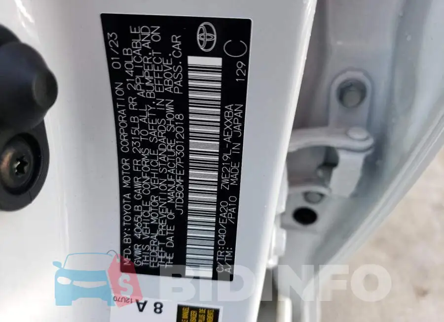 JTDBCMFE7P3012018 Photo# 12