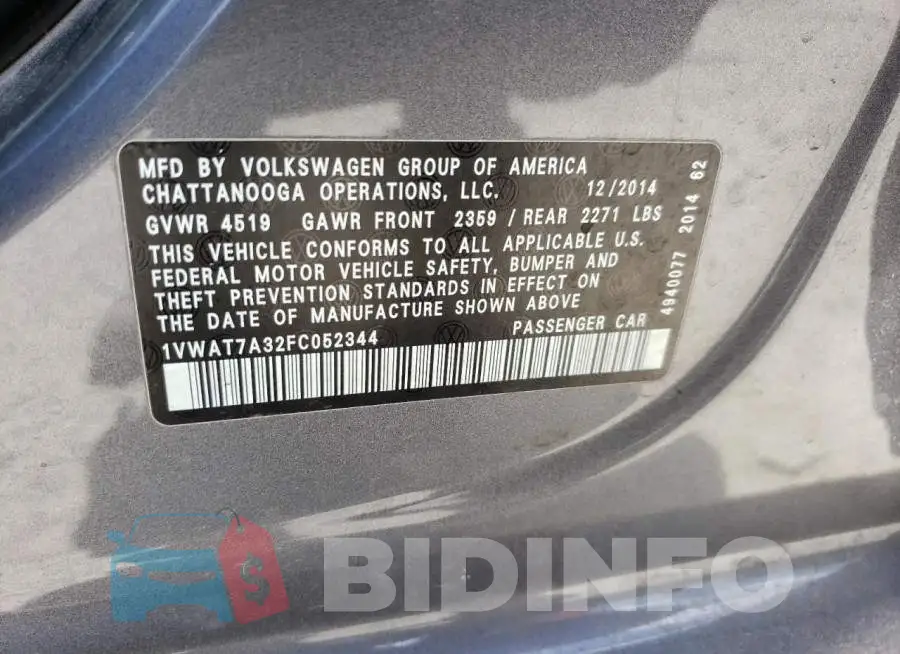 1VWAT7A32FC052344 Photo# 12