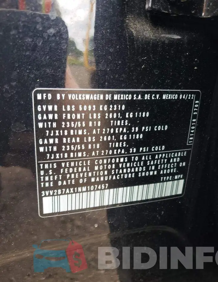 3VV2B7AX1NM107457 Photo# 13