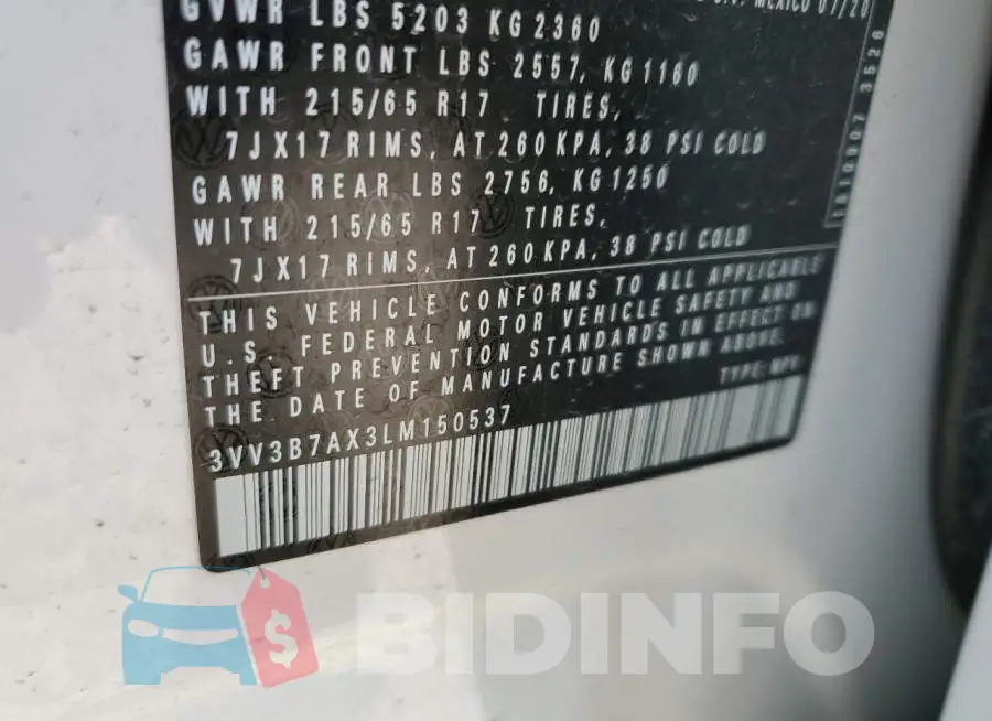 3VV3B7AX3LM150537 Photo# 13