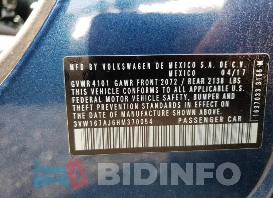 3VW167AJ6HM370054 Photo# 12